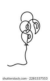 Ballon oneline continuous single line art editable line