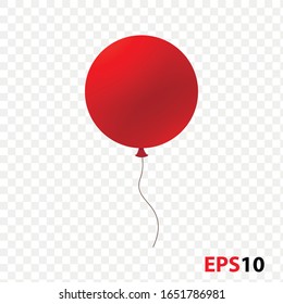 Ballon realistic red isolated on a transparent background.Design element for celebration,kids design,surprise.Helium ballon..Flying ballon for party