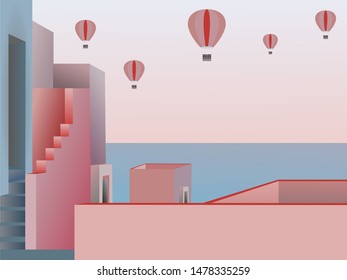 Ballon scenery flat design vector illustration 