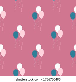 Patrón de balón sin fisuras sobre fondo rosa en estilo vintage. Papel de pared sin fin de los globos de aire. Diseño para tela, impresión textil, papel de envoltura, cubierta. Ilustración vectorial moderna