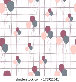 Patrón de balón sin fisuras sobre fondo blanco en estilo vintage. Papel de pared sin fin de los globos de aire. Diseño para tela, impresión textil, papel de envoltura, cubierta. Ilustración vectorial moderna