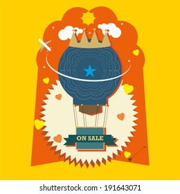 Ballon trip label vector illustration