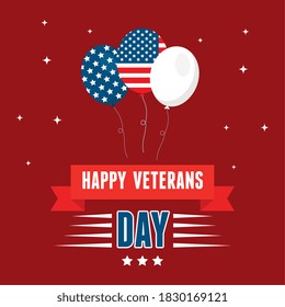 ballons for happy day of veterans vector illustration design