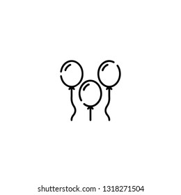 Ballons icon, flat design line art thin style, vector illustration. Festive carnivals in Brazil and Mardi Gras in Venice
