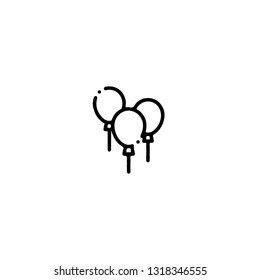 Ballons icon, flat design line art thin style, vector illustration. Festive carnivals in Brazil and Mardi Gras in Venice

