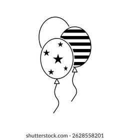 Ballons Icon on white background. Bunch of Balloons Flying in the air. happy birthday. Anniversary design.