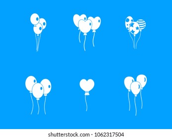 Ballons icon set. Simple set of ballons vector icons for web design isolated on blue background
