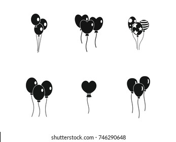 Ballons icon set. Simple set of ballons vector icons for web design isolated on white background