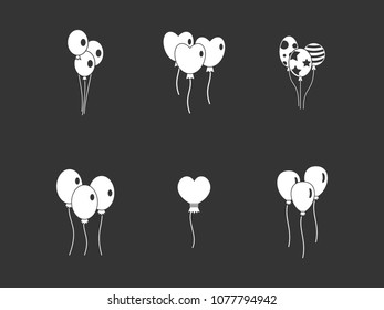 Ballons icon set vector white isolated on grey background 