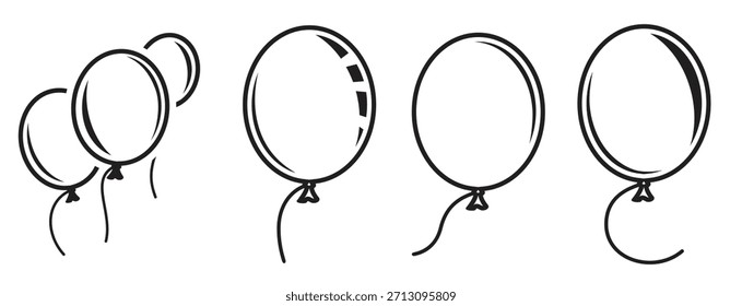 ballons icons set on white background