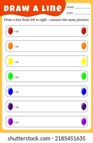 Ballons. Preschool pirate worksheet for practicing fine motor skills, tracing lines. Educational game. Funny cartoon characters. Vector illustration
