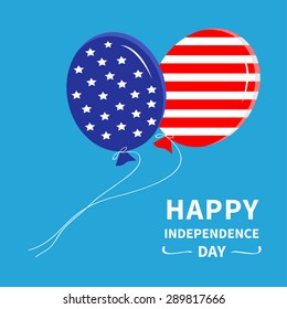 Ballons with stars and strips flying in the sky. Happy independence day United states of America. 4th of July. Flat design  Vector illustration