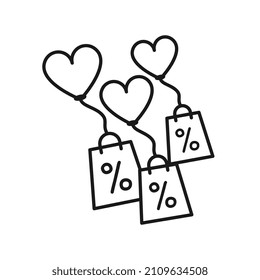 Ballons tag with Shopping Bag with Percent Sign