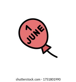 Globo, icono del 1 de junio. Color simple con elementos de vector de contorno de iconos de día infantil para ui y ux, sitio web o aplicación móvil