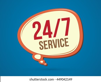 Balloon 24 hours a day and 7 days service sign graphic vector.
