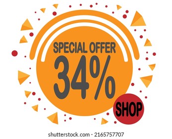 Balloon 34% off. Special offer 34% percent for stores and promotion.