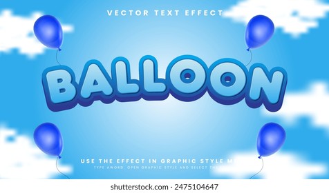 Balloon 3d editable text effect Template with sky background