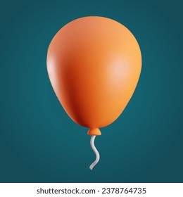 Balloon 3d icon. Cartoon style. Brown 3d plastic air balloon vector illustration isolated on dark blue background