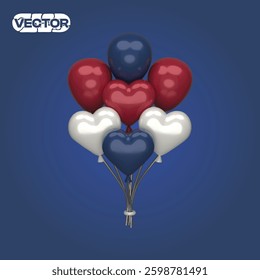 balloon 3D vector icon set on blue background. realistic illustration