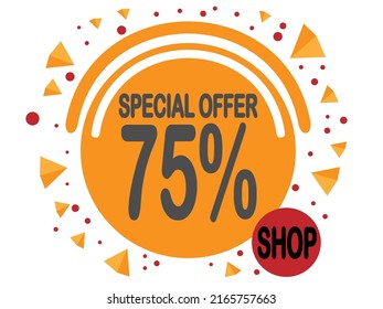 Balloon 75% off. Special offer 75% percent for stores and promotion.