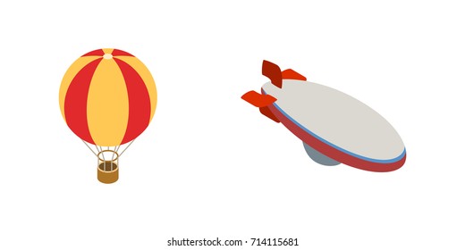 Vector de transporte aerostático en globo, en estilo 3d isométrico para cualquier diseño. Ilustración de iconos vectoriales de Aerostat