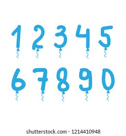 Balloon age numbers for birthday. Birthday colorful number vector