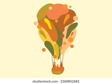 Balloon air in colorful drawing illustration. vector background. Copy space.