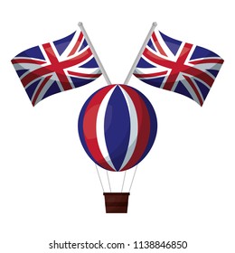 balloon air hot with flags of great britain