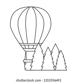 balloon air hot flying with pines
