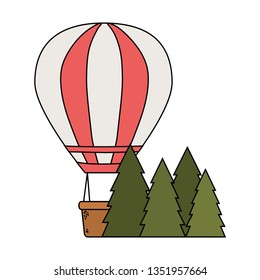 balloon air hot flying with pines