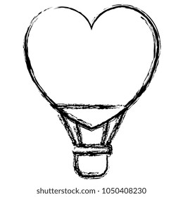 balloon air hot with heart shape flying
