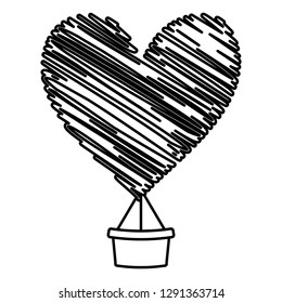 balloon air hot with heart shape