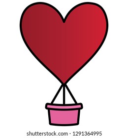balloon air hot with heart shape
