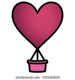 balloon air hot with heart shape