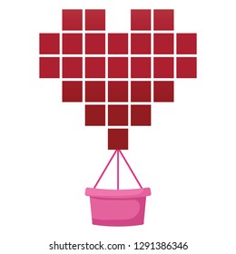 balloon air hot with heart shape