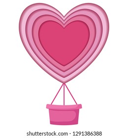 balloon air hot with heart shape