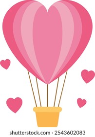 A balloon air hot with hearts shape with Pink and yellow top 
