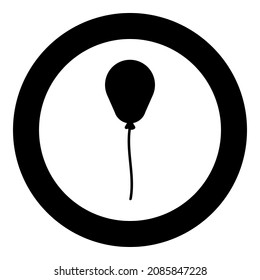 Balloon Airball with string rope inflatable helium icon in circle round black color vector illustration image solid outline style simple