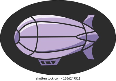 balloon airplane, vector illustration of passenger ballon airplane with purple color, minimalist flat design