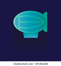 Balloon airship. Design vector icon on blue background