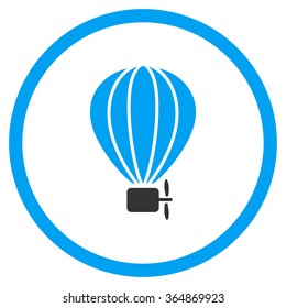 Balloon Airship vector icon. Style is bicolor flat circled symbol, blue and gray colors, rounded angles, white background.
