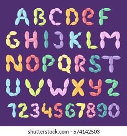 Balloon alphabet vector set cartoon style