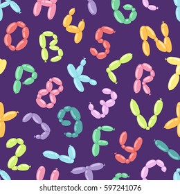 Balloon alphabet vector set cartoon seamless pattern