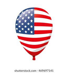 balloon america flag red blue stars white celebration decoration day pride vector illustration  isolated