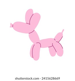 Balloon animal and bubble sticker. Pink dog in trendy retro y2k style. Vector illustration.