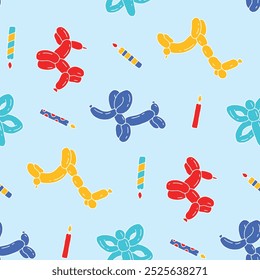 Balloon Animal Candle Vector Seamless Pattern illustration for Print, Wallpaper.