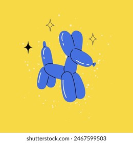 Balloon animal. inflatable dog poodle. Colorful glossy decorative rubber toy. Birthday celebration party festive y2k decor. Children holidays vector cartoon flat isolated illustration