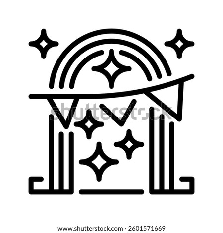 Balloon Arch Line Icon, Outline Symbol for Party Decorations, Event Styling, Birthday Celebrations, Wedding Designs, and Grand Opening Themes. Vector Sign Icon.