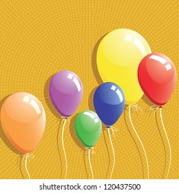 Balloon background bursting birthday card, design element, vector illustration.