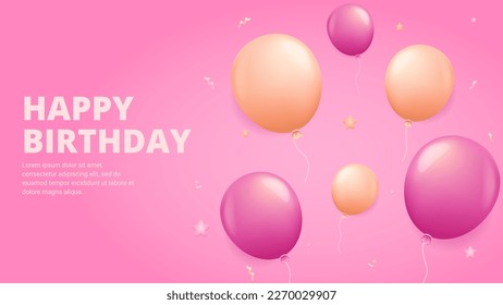 Balloon background, happy birthday, sale, holiday vector 3d illustration concept. Three dimensional concept for landing page, template, ui, web, mobile app, poster, banner, flyer, postcard, card.